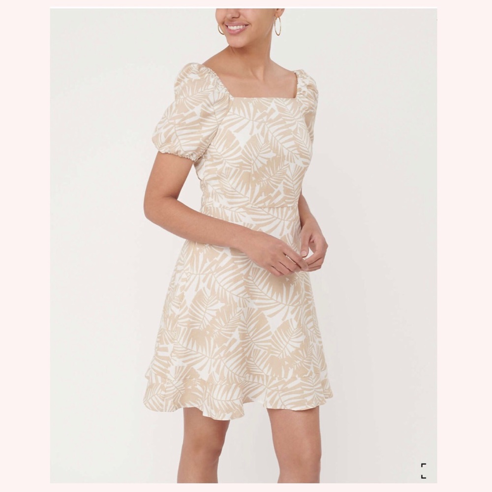 NWT LOFT Palm Tie Back Flare Dress